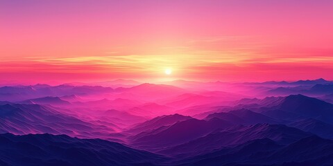 Vibrant Mountain Sunrise with Pink and Orange Glow — Dreamy Nature Landscape for Travel, Editorial, and Wellness Use