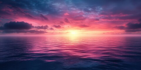 Pastel Sunset Over Calm Ocean — Soft Gradient Sky and Reflection for Meditation, Travel, and Background Use

