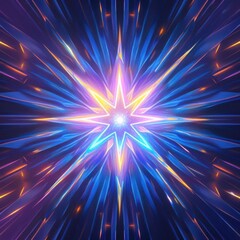 Fototapeta premium Vibrant Neon Starburst with Radiant Light, Futuristic Digital Art, Abstract Light Explosion