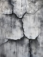 Obraz premium Cracked Concrete Wall Texture: Abstract Gray and Black Background