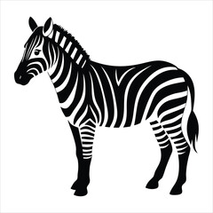 Obraz premium Full Body Zebra Silhouette Illustration – African Wildlife Animal, Jungle Safari Design, Silhouette Clipart, Black Animal Vector, Nature Theme Art for T-Shirt, Poster, Branding