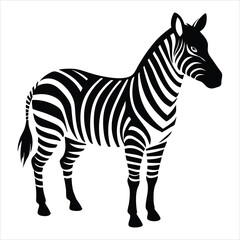 African Savannah Zebra Silhouette &ndash; Wild Jungle Animal, Wildlife Vector Art, Safari Scene Graphic, Black and White Animal Illustration, Nature Adventure Clip Art for Designers