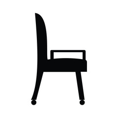 Chair and Seating icons silhouettes vector design template. Soft fabric office arm chair vector icon. Revolving chair vector. Chair icon side view.
