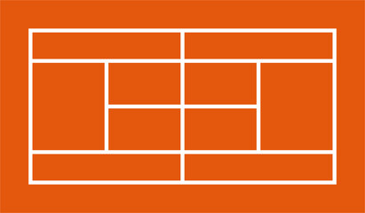A tennis court diagram showcasing strategic markings, ideal for sports analysis, coaching visuals, and tactical planning.
