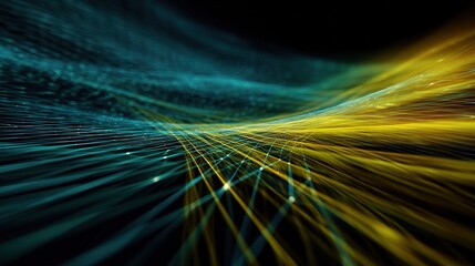 Abstract Technology Network Background with Cyan and Yellow Lines