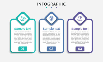 Modern business infographic template with 3 options or steps	
