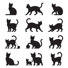Elegant Black Cat Silhouettes Collection Perfect for Designs Prints and Crafts