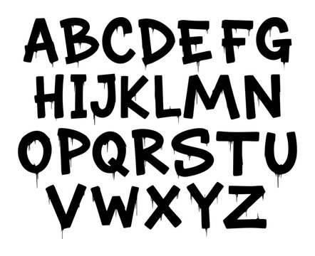 Hand written dripping font. Vector design alphabet set, isolated grunge design with paint drops.