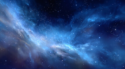 Fototapeta premium Celestial Nebula Cosmic Cloudscape Stunning Blue Space Background