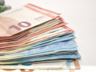 Closeup shot of euro money