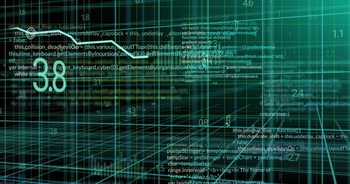Visualizing abstract wireframe grid extending into virtual data space, with floating code snippets - Powered by Adobe