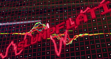 Displaying red diagonal ASIAN PHARMA overlaying trading dashboard, with multicolored chart lines