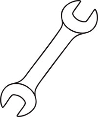 Simple Black and White Outline Illustration of a Double Open Ended Wrench Tool on a White Background