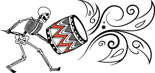Vector illustration set of tribal tattoo designs featuring a black dragon symbol and sport ball drawings for an athletic art design