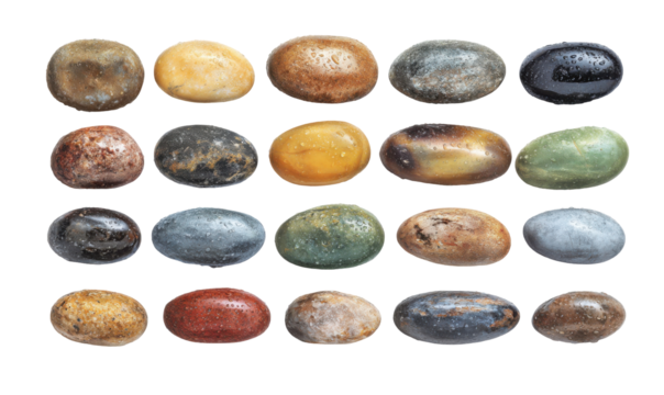 Colorful, oval-shaped stones