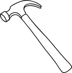 Simple Line Art Illustration of a Claw Hammer Tool Isolated on a White Background black and