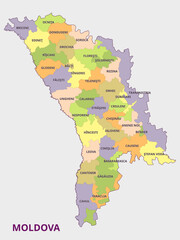 Map of Moldova Showing Administrative Divisions