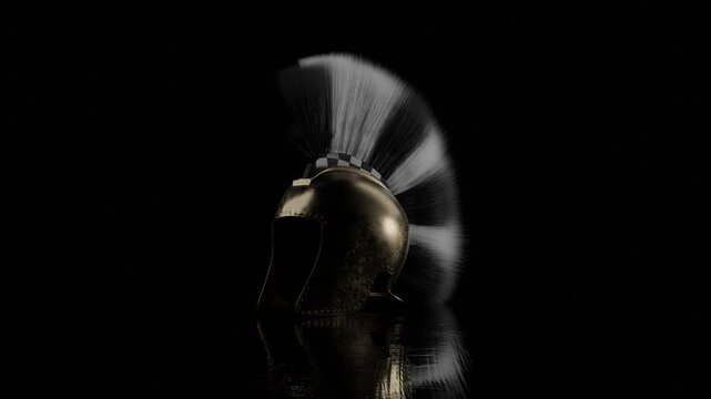Rotation of Ancient Illyrian helmet in low key light