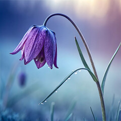  Purple Fritillaria with Dewdrops