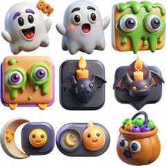 Adorable 3d halloween emojis and icons