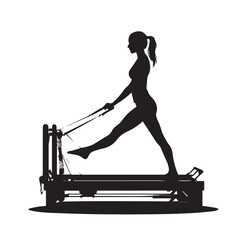 Woman doing pilates reformer exercise silhouette