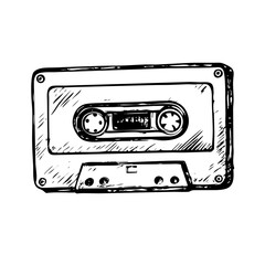 Obraz premium Classic 80s tape hand-drawn vector with textured cartoon grain and minimal colors