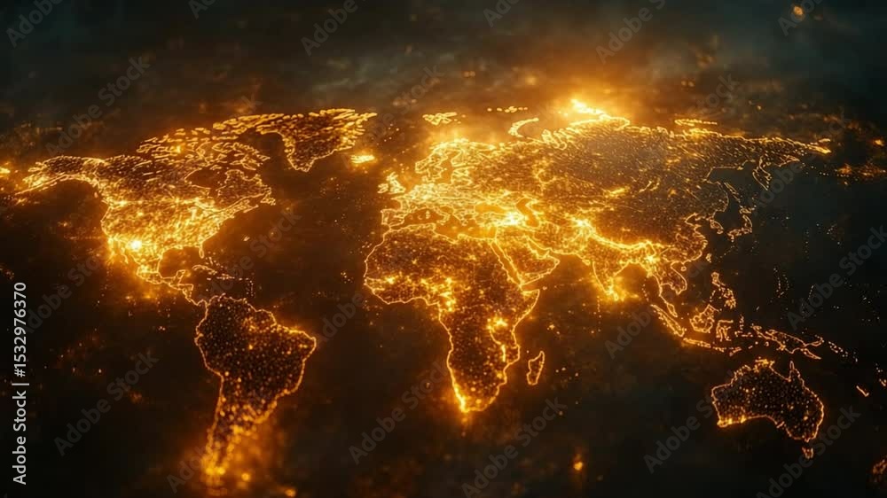 Poster global illumination: a high-angle shot illuminating a comprehensive map of earth, showcasing the spr