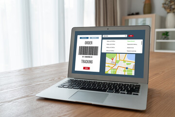 Fototapeta premium Delivery tracking system for e-commerce and modish online business to timely goods transportation and delivery