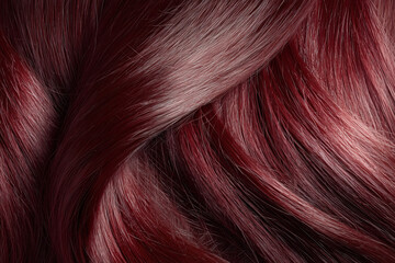 Fototapeta premium Crimson Tresses: A close-up view captures the allure of deep red tresses, showcasing the texture and flow of rich crimson locks, evoking a sense of warmth, elegance, and captivating beauty.