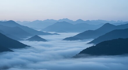 Misty Mountain Ranges at Dawn A Breathtaking Landscape Photograph