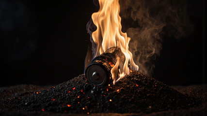 Lithium battery technology being caught on fire, danger battery charging	