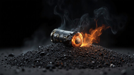 Lithium battery technology being caught on fire, danger battery charging	
