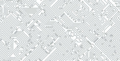 Seamless technology circuit board on white background.