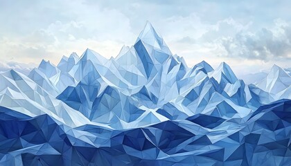 Polygonal mountain range in shades of blue.