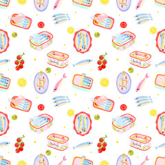 Cute Sardines Seamless Pattern