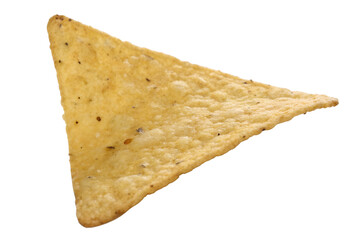Close up view of tasty tortilla chip snack for food photography needs isolated on transparent background