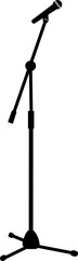 Microphones on counters and microphones and stands separately for design icon Vector silhouette clip arts. Retro and modern music sign, mic tool. Close-up microphone stand in small
