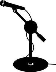 Microphones on counters and microphones and stands separately for design icon Vector silhouette clip arts. Retro and modern music sign, mic tool. Close-up microphone stand in small