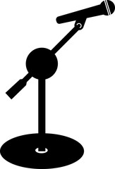 Microphones on counters and microphones and stands separately for design icon Vector silhouette clip arts. Retro and modern music sign, mic tool. Close-up microphone stand in small