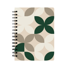 Notebook with sustainable pattern cover used for ESG documentation and planning
