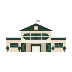 Sustainable school building icon symbolizing ESG education and community investment