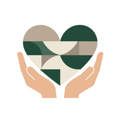Hands holding abstract heart symbolizing care and ESG empathy