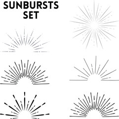 Set of Vintage Sunbursts for Graphic Design