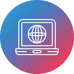 Laptop Line Gradient Circle Background Icon