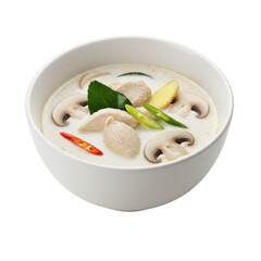 Creamy Chicken and Mushroom Soup in White Bowl