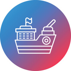 Fototapeta premium Gunboat Line Gradient Circle Background Icon