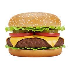 Juicy Cheeseburger with Sesame Seed Bun and Melted Cheese on