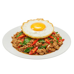 Ground Meat Stir Fry Topped with Fried Egg