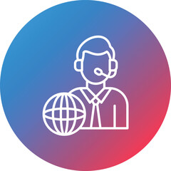 Interpreter Line Gradient Circle Background Icon