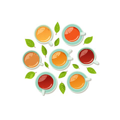 Refreshing Herbal Teas with Green Leaves – Natural Drink Illustration

